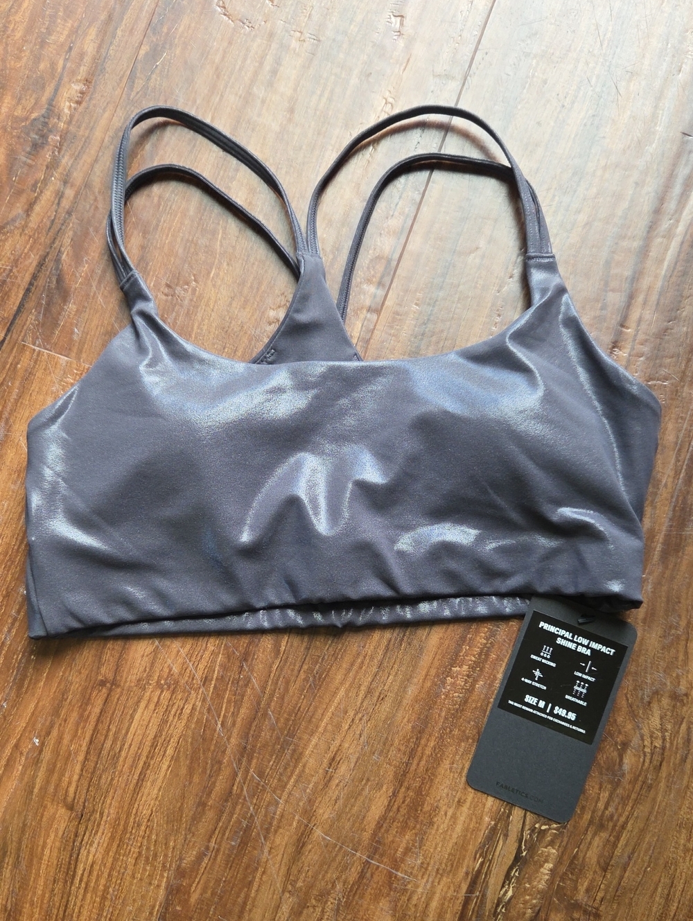 NWT Fabletics Dark Gray Double-Strap Sports Bra